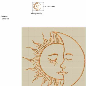 Celestial Machine Embroidery Design, Sun and Moon Boho Line Art, 1.5in ...