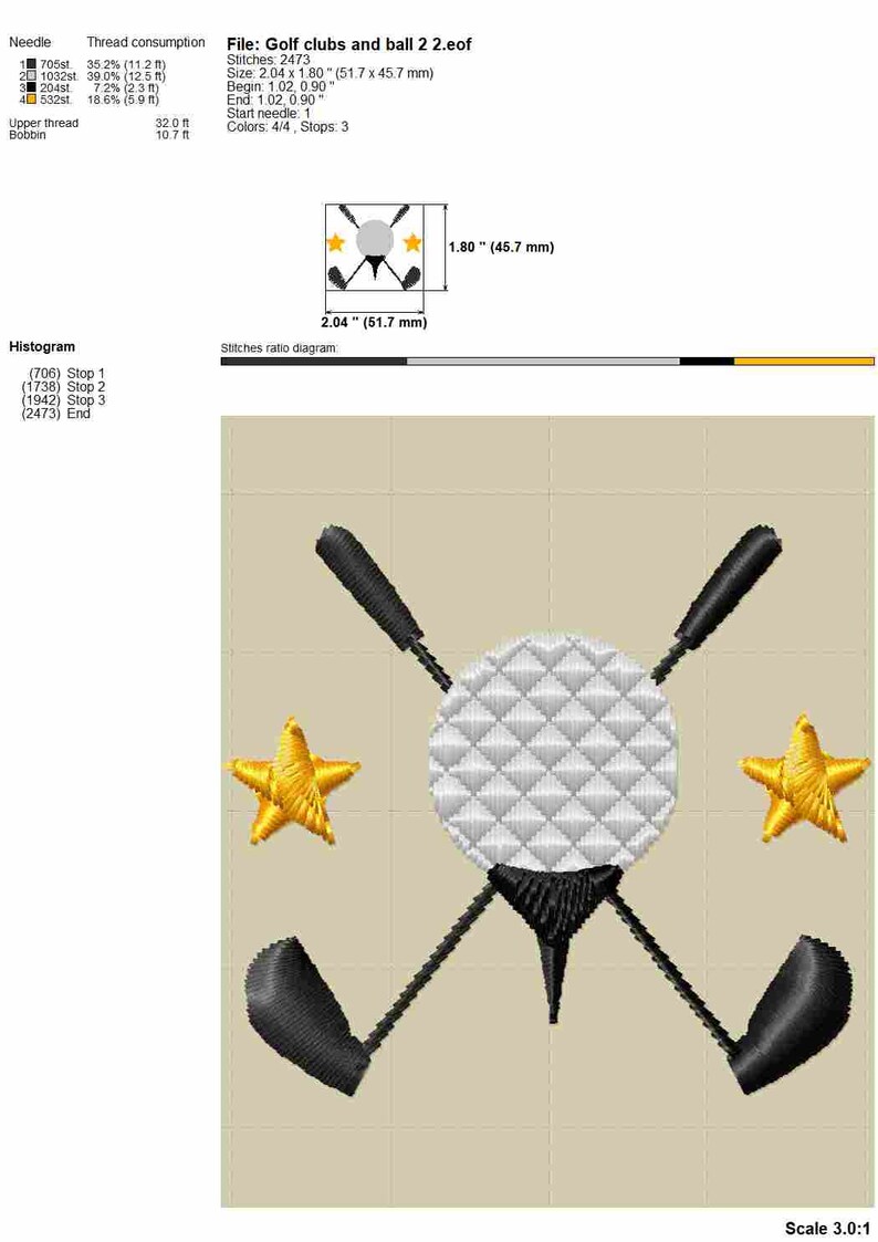 Golf Clubs and Ball Machine Embroidery Designs Golf Etsy