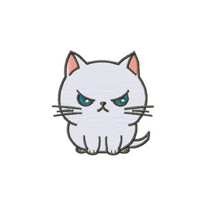 Angry cat fill stitch patch machine embroidery designs, funny cat embroidery patterns, mean cat embroidery files, cute cat cartoon pes files