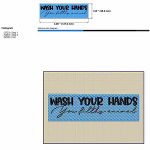 Wash Your Hands Funny Embroidery Design: Bathroom Towel Pattern (Machine Files) image 7
