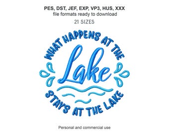 Lake Machine Embroidery Design, Vacation Pattern: 21 Sizes
