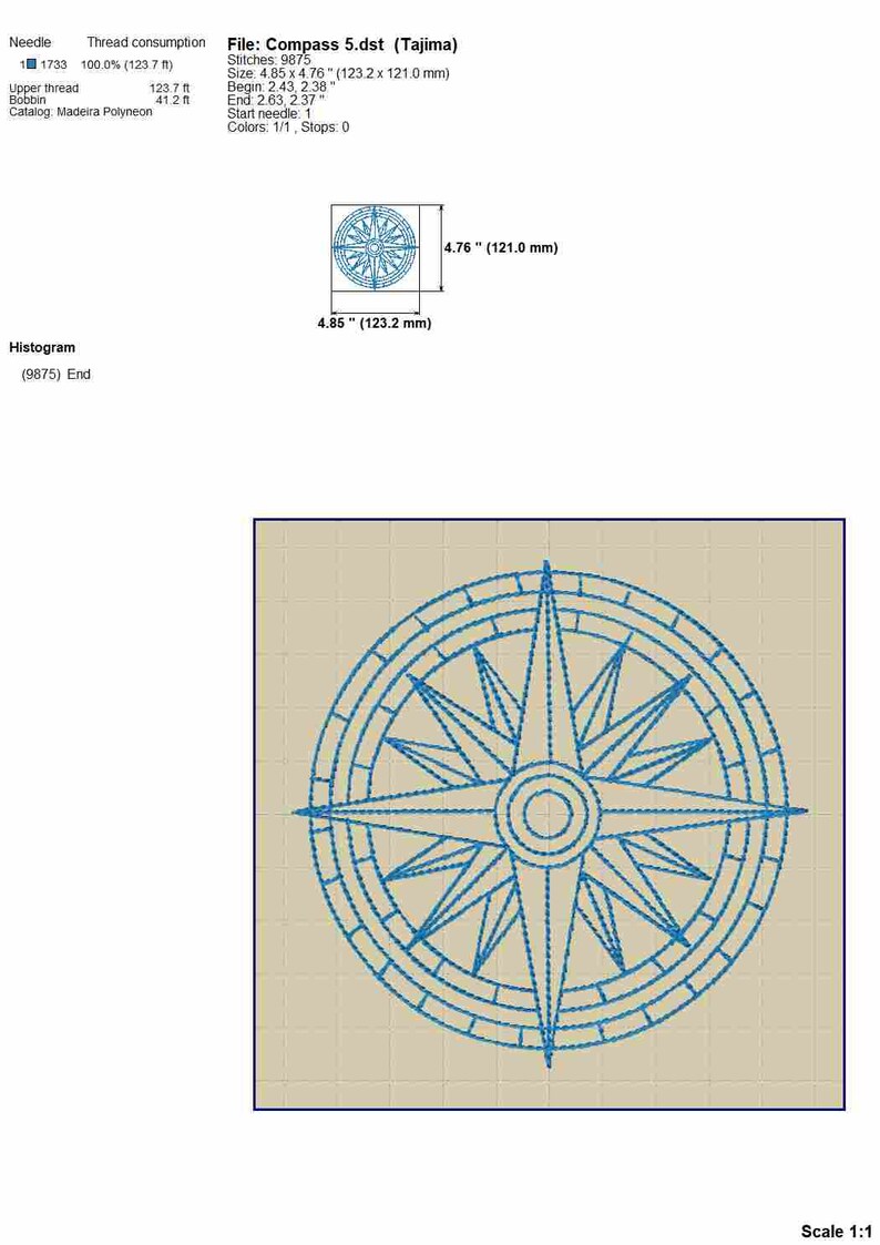 Compass Machine Paper Compass Machine Embridery Design, Sketch Backstitch Style: 4in - 8in - Etsy