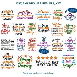 Kitchen Machine Embroidery Design Bundle: Adult Humor Sayings