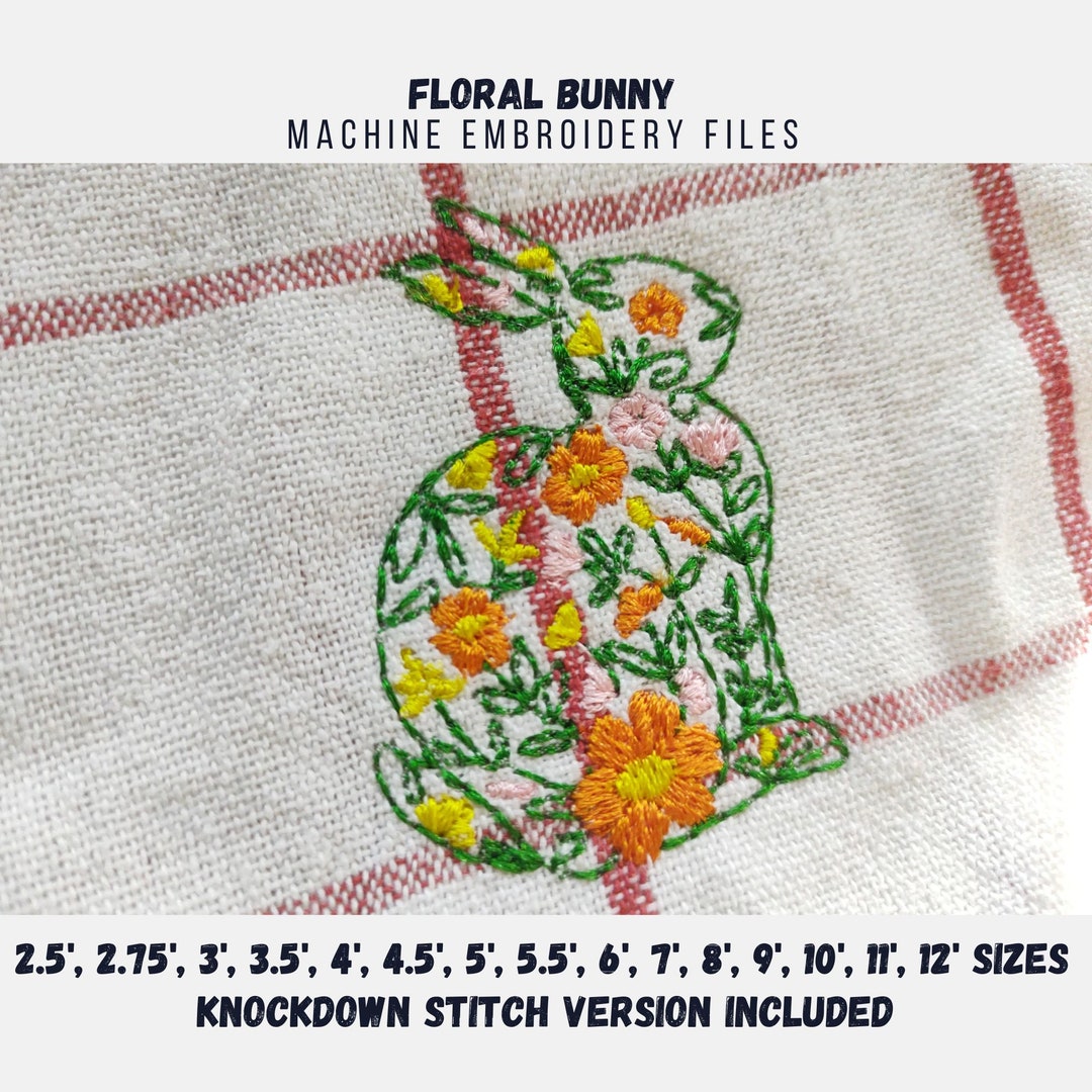 Floral Bunny Machine Embroidery Design: Easter Spring Flowers (multiple ...