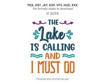 Lake Saying Embroidery Design: Vacation Pattern (Machine Files)