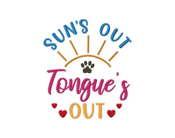 Summer Dog Machine Embroidery Design, Pet Sayings Patterns, 3in - 8in