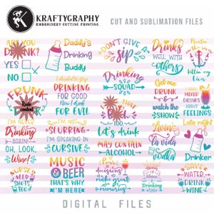 Drinking quotes SVG PNG bundle,