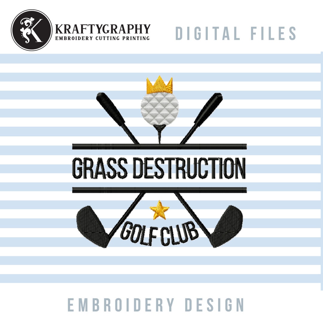 Golf Split Monogram Frame Machine Embroidery Design: Club Emblem for ...