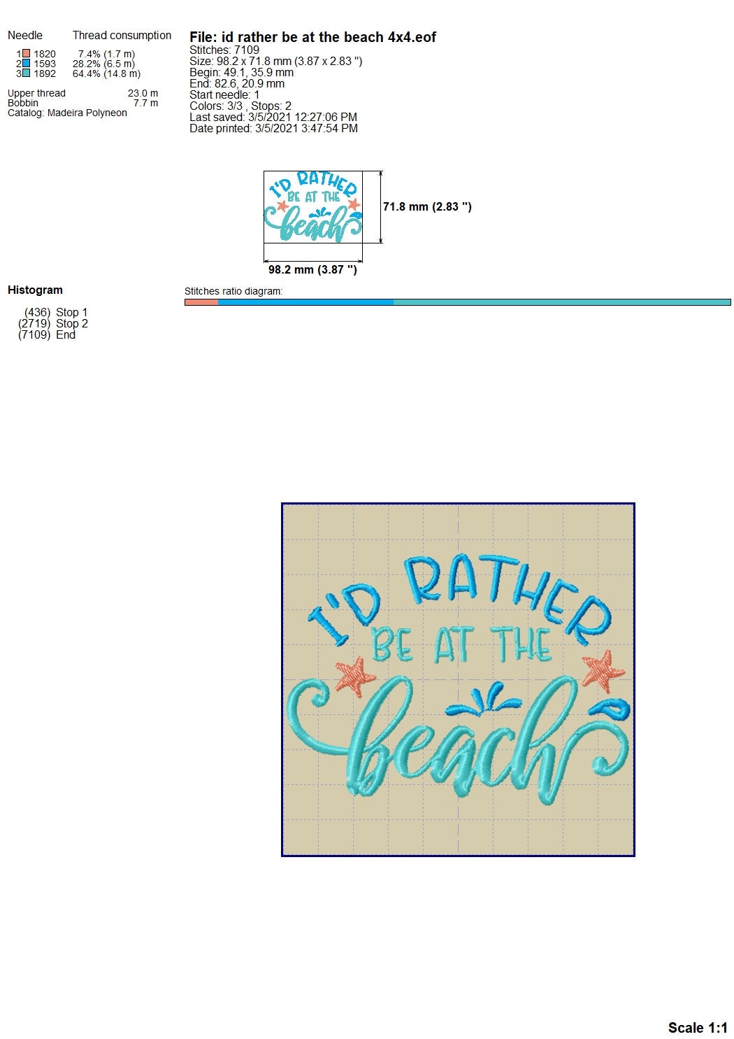 Beach Embroidery Design: Summer Ocean Pattern (machine Files) - Etsy