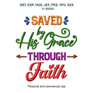 Faith Machine Embroidery Designs, Grace Patterns, Religious Sayings, Catholic Pes Files, Bible Verses, Church Dst, 3in - 12in