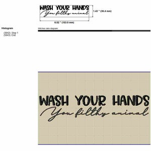Wash Your Hands Funny Embroidery Design: Bathroom Towel Pattern (Machine Files) image 8