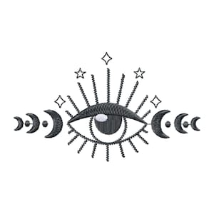 Mystical Eye Machine Embroidery Designs, Celestial Eye Embroidery Patterns, Moon Fases Embroidery Files, Witchy Pes Files, Boho