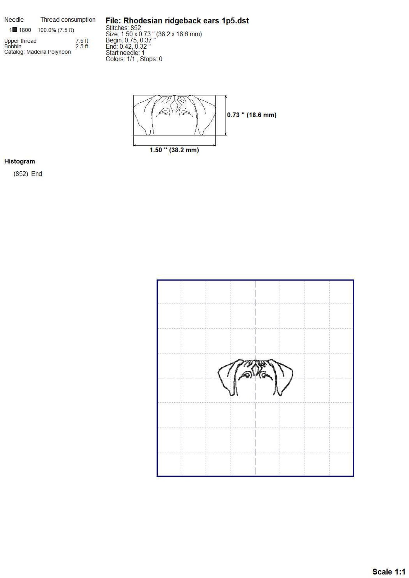 Rhodesian Ridgeback Dog Ears Embroidery Design: Simple Outline (digital ...