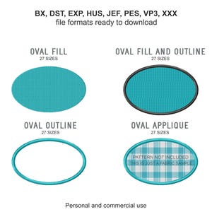 Oval Machine Embroidery Designs – Fill, Outline, Applique (BX File)