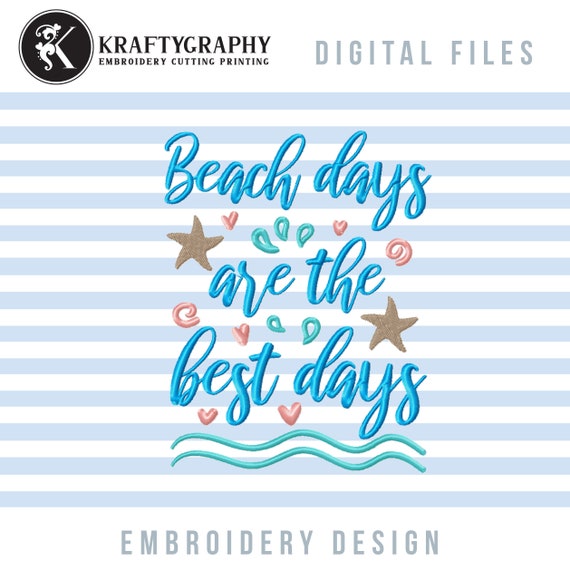 Beach Days Embroidery Design: Summer Vacation PES JEF Files (Digital File)