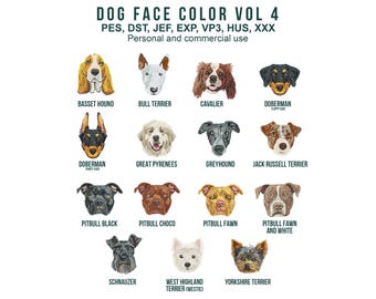 Colorful Dog Faces Machine Embroidery Design Bundle Vol. 4: Applique and Fill Stitch