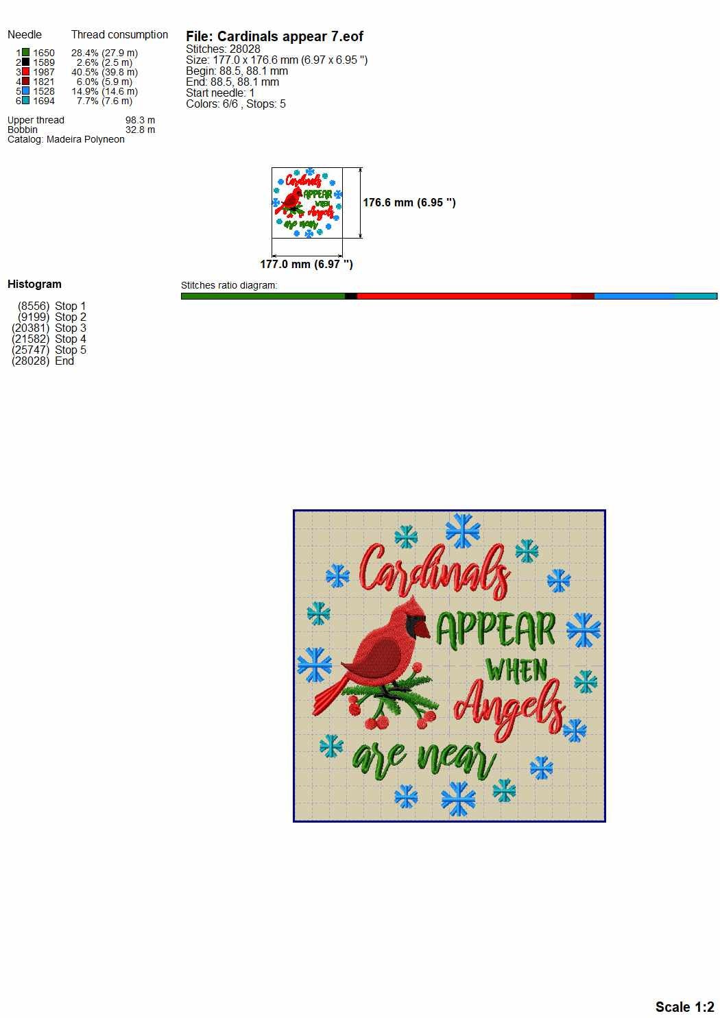 Cardinal Machine Design Cardinal Machine Embroidery Design With Memorial Pattern: 3in - 8in - Etsy
