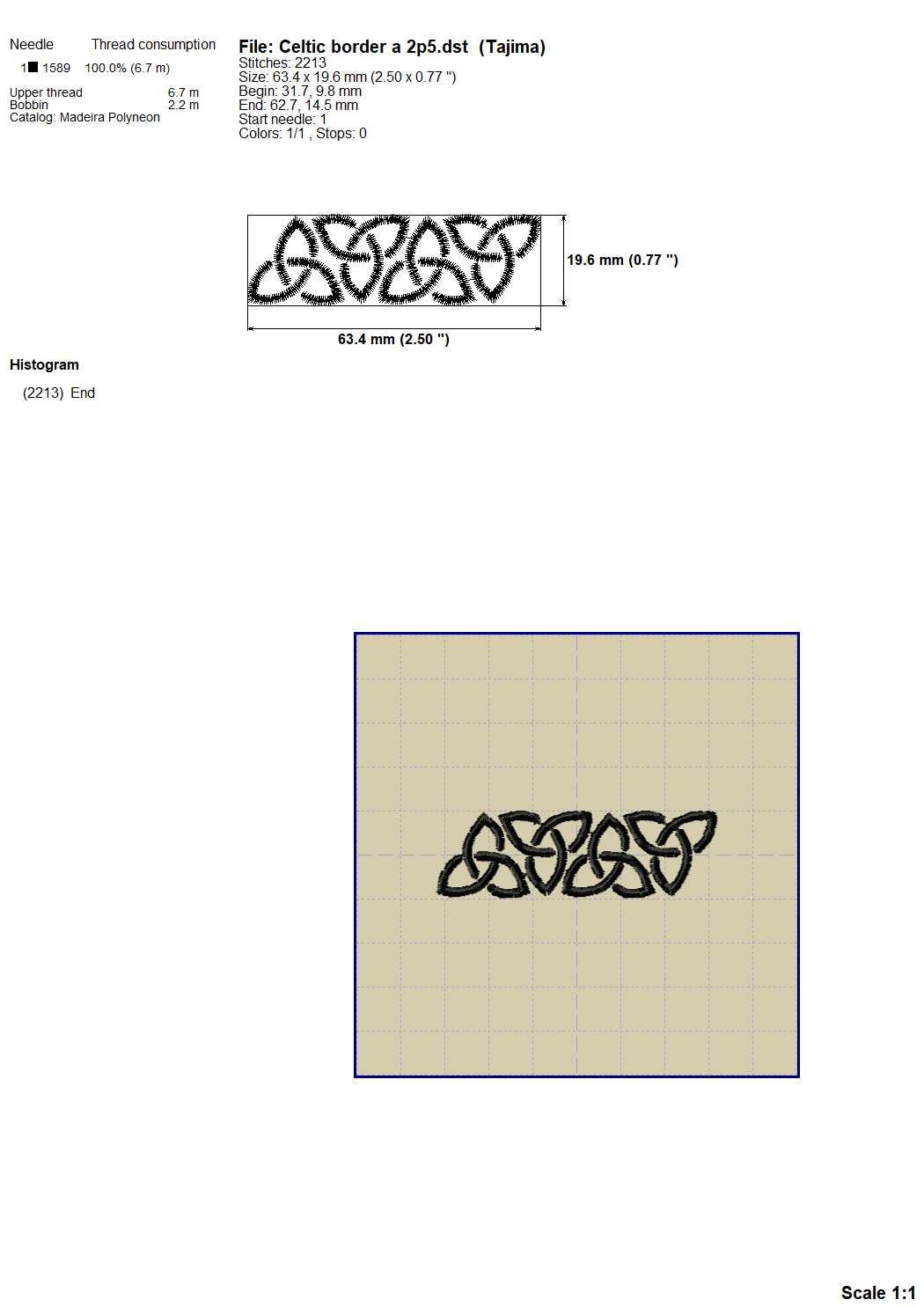 2in Start Pattern Celtic Border Machine Embroidery Design: Medieval Trinity Knot Pattern ...