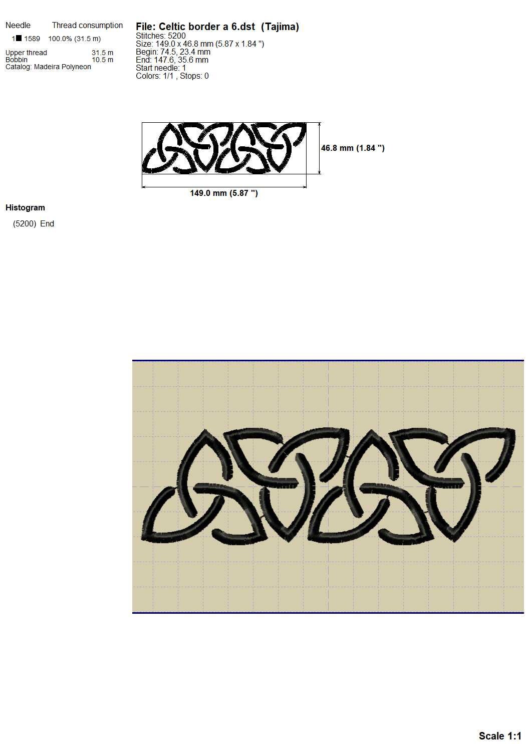 2in Start Pattern Celtic Border Machine Embroidery Design: Medieval Trinity Knot Pattern ...