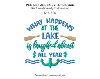 What Happens at the Lake Machine Embroidery Designs, 3in - 8in