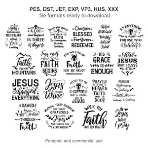 Religious Machine Embroidery Designs: Bible Verses Sayings, Multiple Sizes