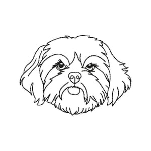 Shih Tzu Dog Face Machine Embroidery design Outline: 1.5in - 8in