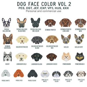Colorful dog faces machine embroidery designs bundle vol 2, Dog lover embroidery, Dog head embroidery patterns, applique and fill stitch