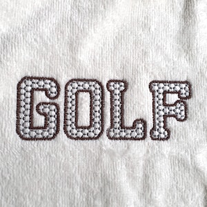 Fuente de bordado de golf para bordado a máquina, alfabeto de bordado de bolsa de golf, fuente de monograma de toalla de golf, bordado de letras mayúsculas,