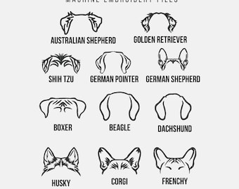 3D Puff Dog ears machine embroidery designs, dog breeds raised foam embroidery patterns, 3d puffy embroidery files for sweatshirts hats