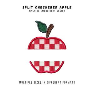 Design de bordado à máquina com monograma de maçã quadriculada, 2 pol. - 6 pol.