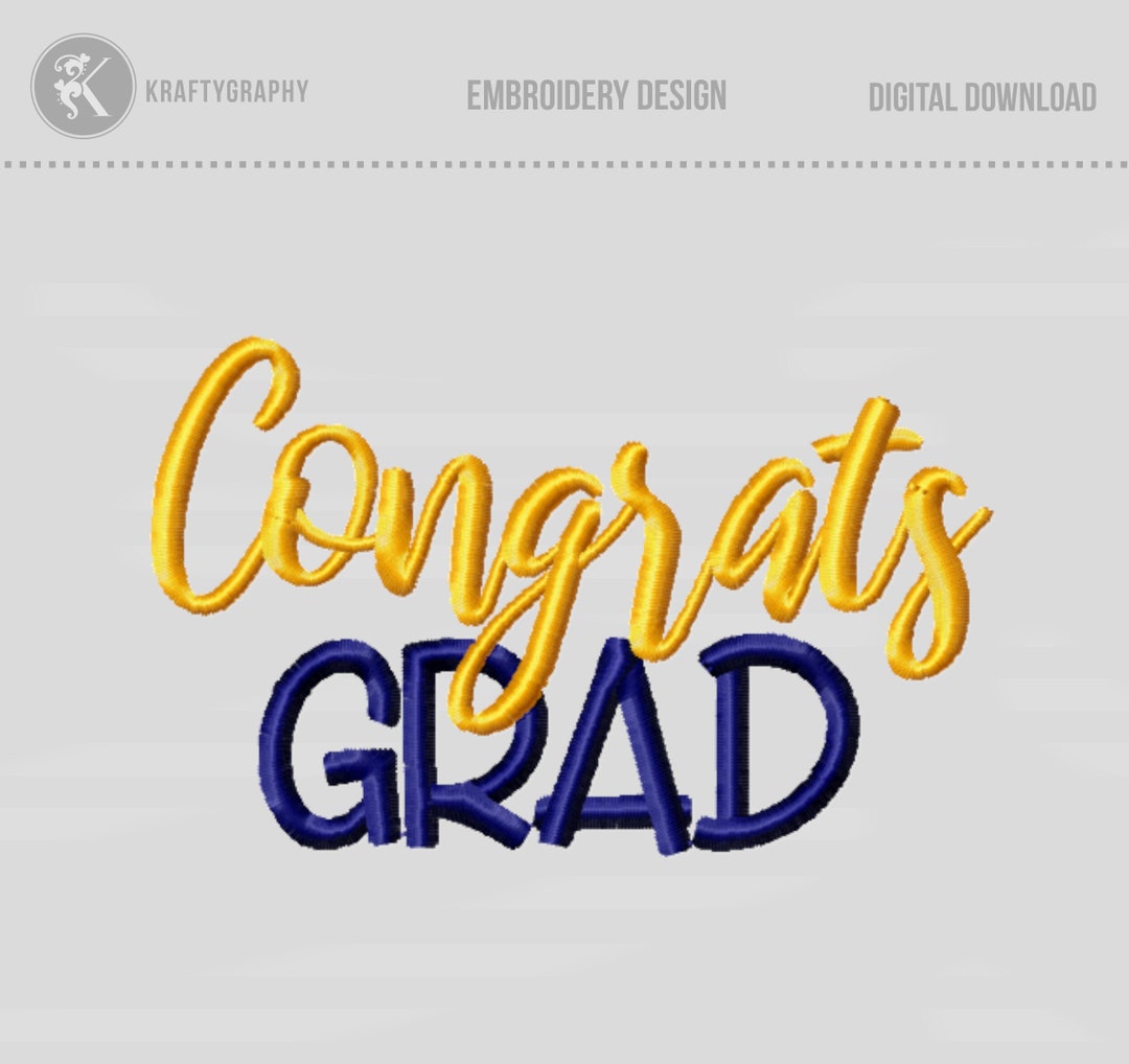 Congrats Grad Machine Embroidery Design, 2in - 8in - Etsy
