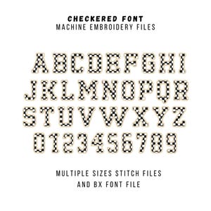Checkered Font Native BX and Machine Embroidery Files | Alphabet and Numbers Applique