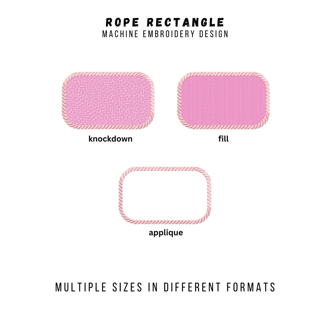 Rope Rectangle Machine Embroidery Design: Applique, Fill and Knockdown ...