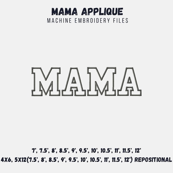 Mama Machine Embroidery Designs Applique for sweatshirts, repositional hoop designs included, multiple sizes, tutorial included