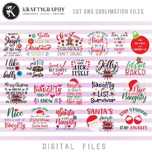 Funny Christmas rude quotes SVG bundle for hilarious shirts and sweaters,