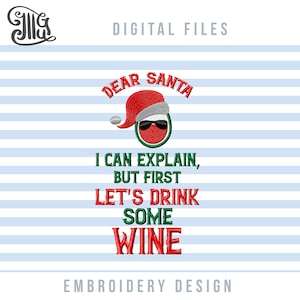 Christmas Wine Bag Embroidery Design: Funny Santa Saying (Machine Files)