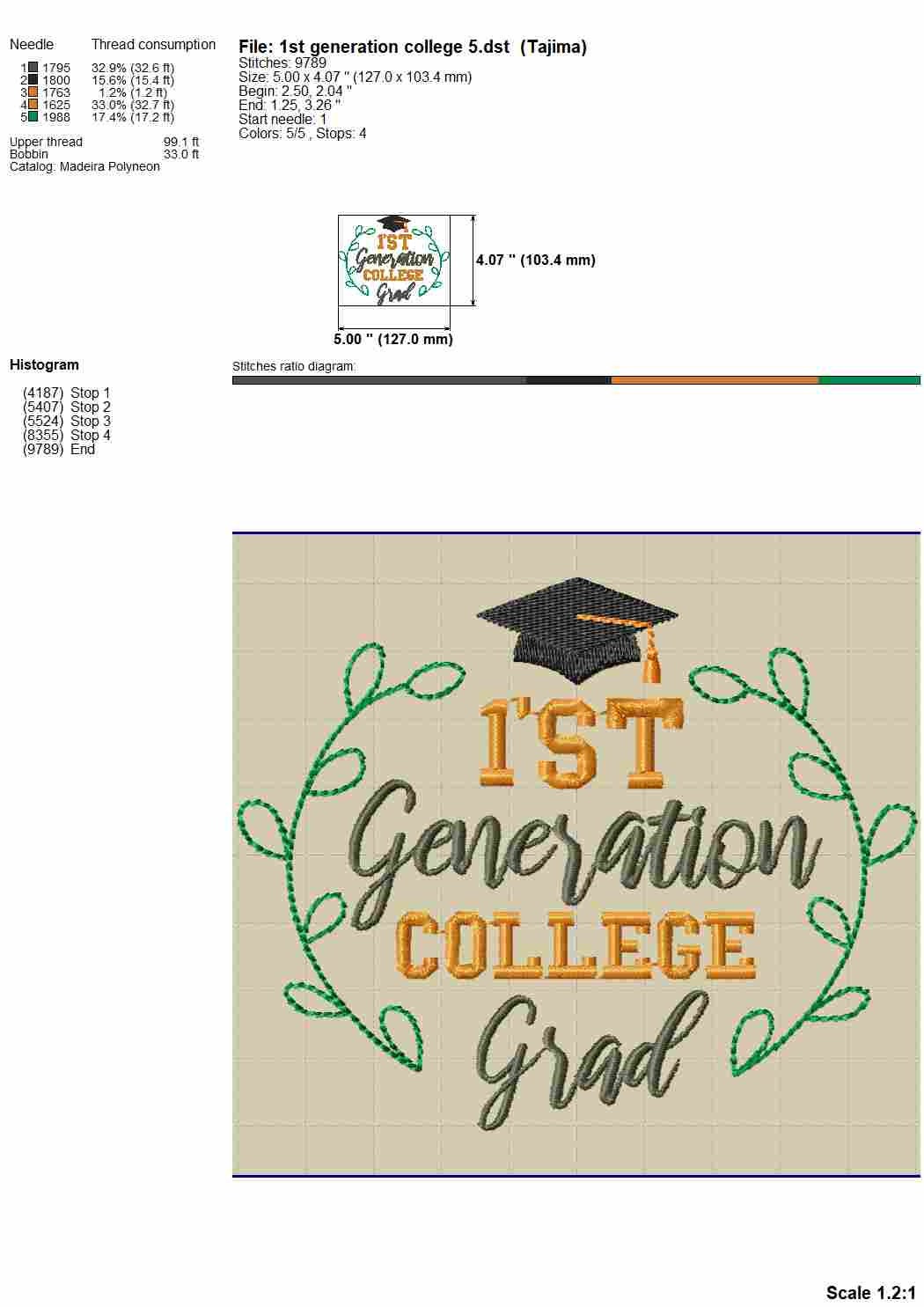 1st Generation College Grad Embroidery Design (machine Files) - Etsy