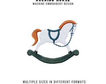 Mini Rocking Horse Machine Embroidery Design for Babies, Fill Stitch, 1in to 4in Sizes