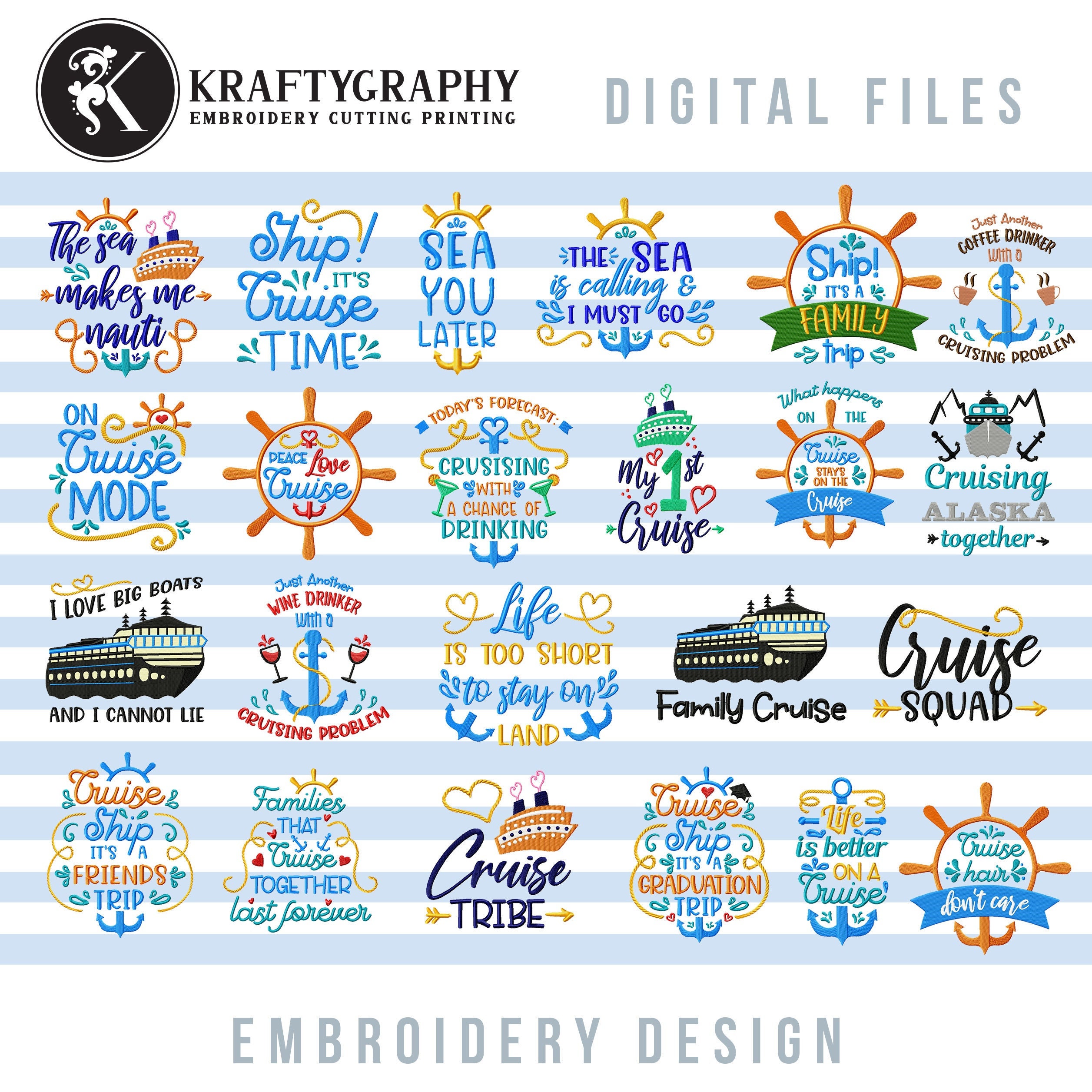 Cruiser Patterns Cruise Machine Embroidery Design Bundle: Family Cruising Patterns in ...
