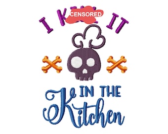 Diseño bordado de calavera de chef: Patrón de delantal de cocina (archivos PES)