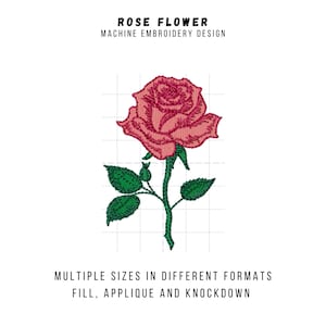 Rose Machine Embroidery Design: Applique, Fill, Knockdown (Digital Files)