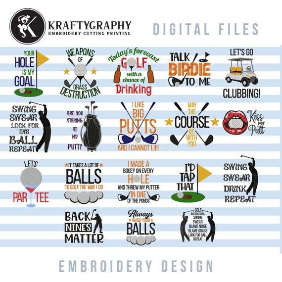 Funny Golf Machine Embroidery Designs Bundle Golf Embroidery Etsy