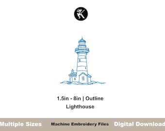 Lighthouse Outline Machine Embroidery Design: Nautical Beach & Ocean Sketch