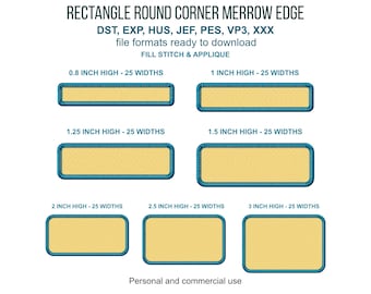 Rectangle Merrow Edge Machine Embroidery Design: Fill Stitch and Applique Name Tag
