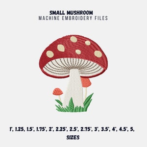 Mushroom Embroidery Designs for Machine, Red Mushroom With White Dots, Mushroom Scene Embroidery Patterns, Multiple Sizes