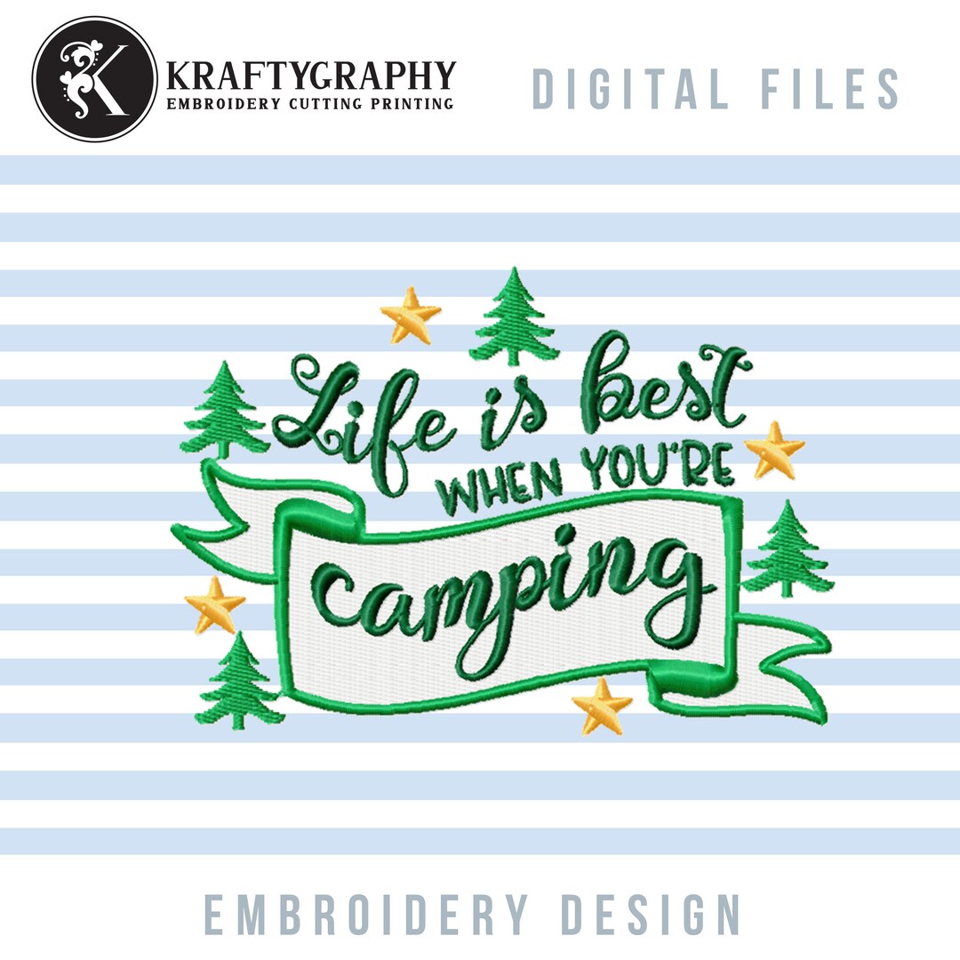 Camping Machine Embroidery Designs, Hiking Embroidery Patterns, Forest