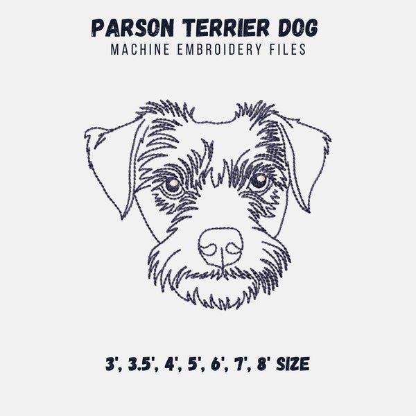 Parson Russel terrier dog face machine embroidery designs, dogs embroidery files, dog lovers, dog breed