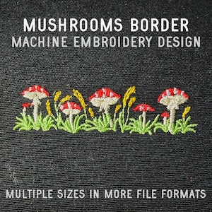 Mushrooms Machine Embroidery Design, 1in - 3in