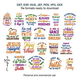 Christian Machine Embroidery Design Bundle, Bible and Scripture Verses