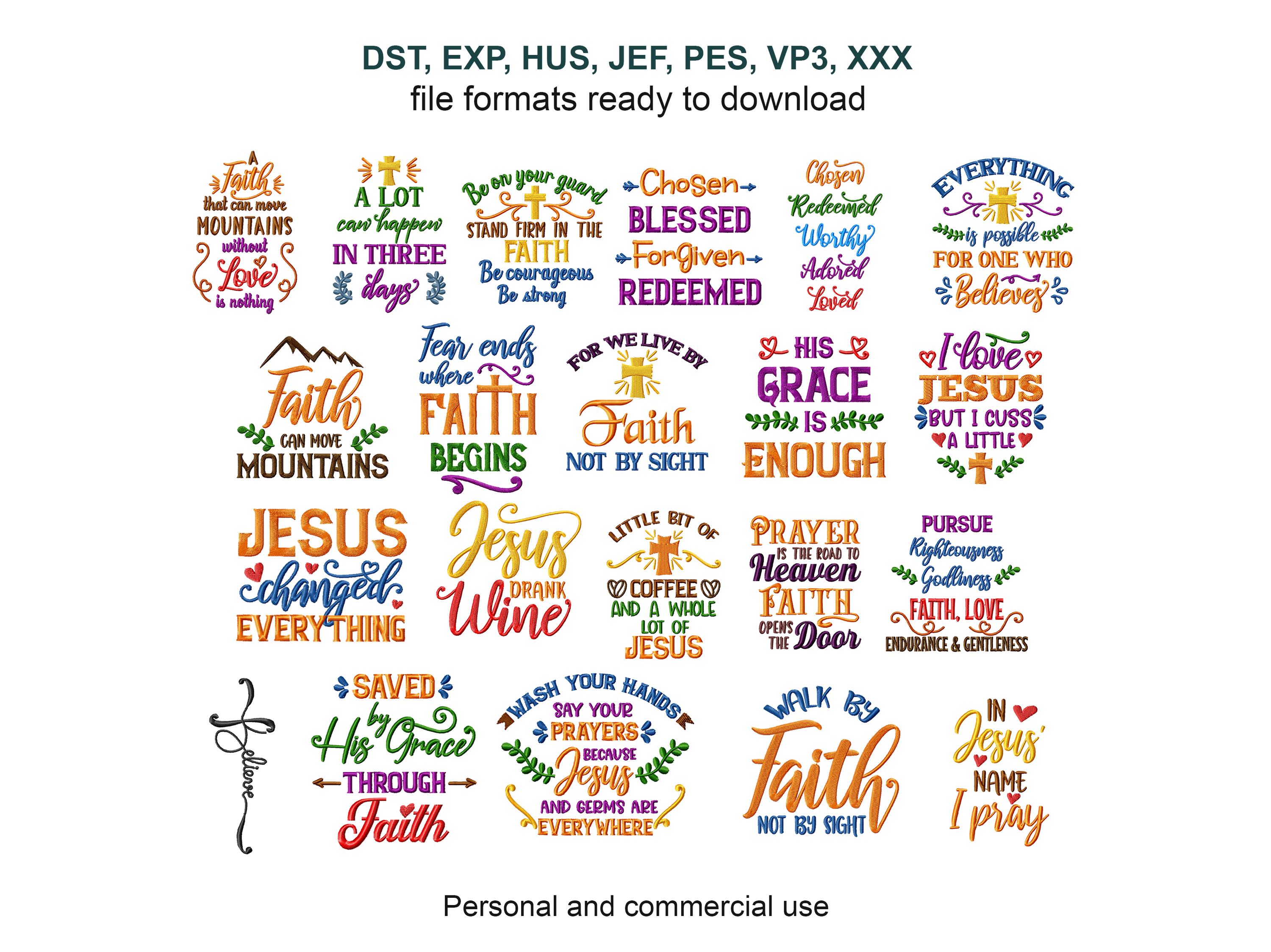 Christian Machine Embroidery Design Bundle, Bible and Scripture Verses ...